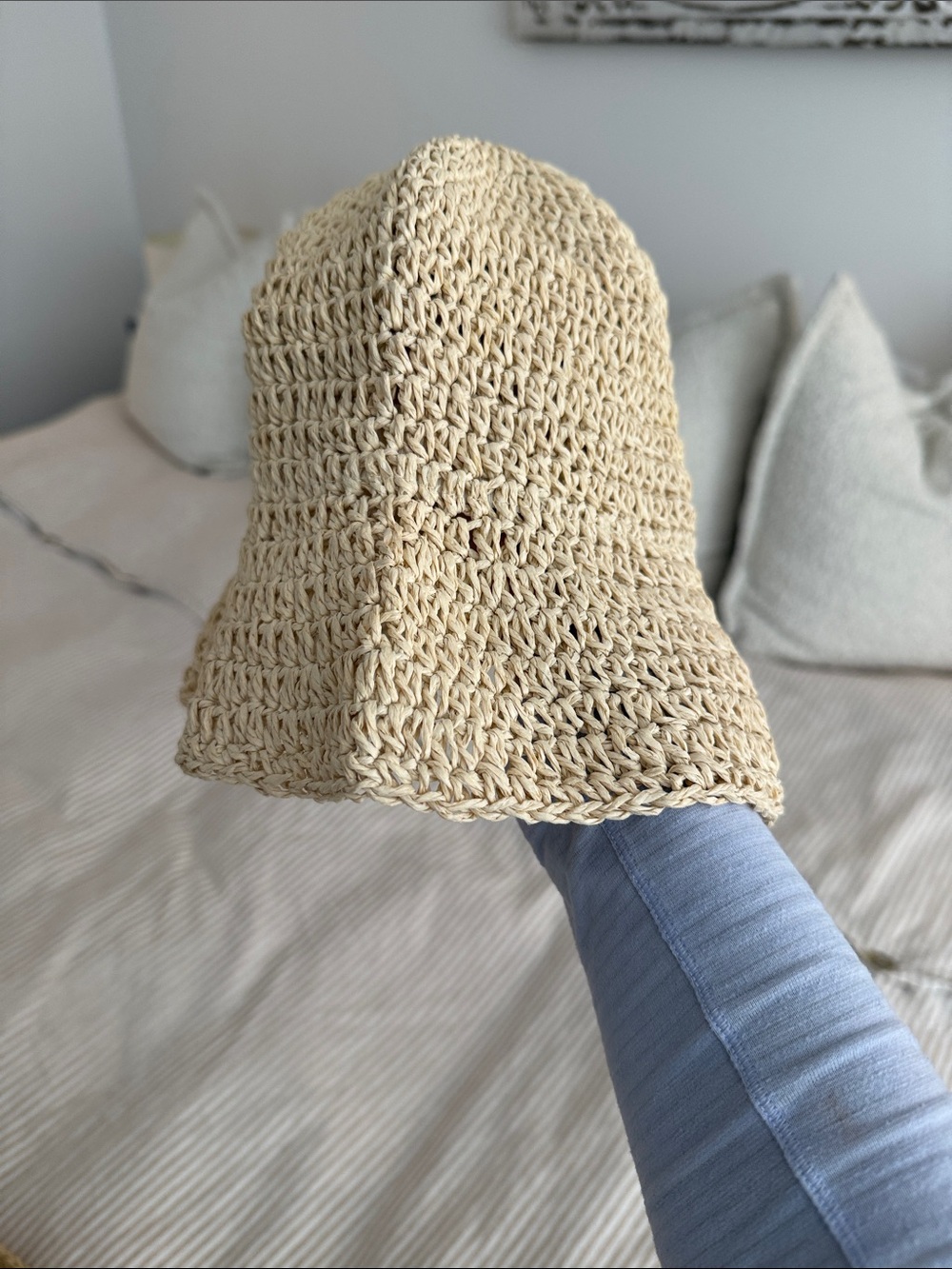 Universal Thread Beige Crochet Raffia Bucket Hat